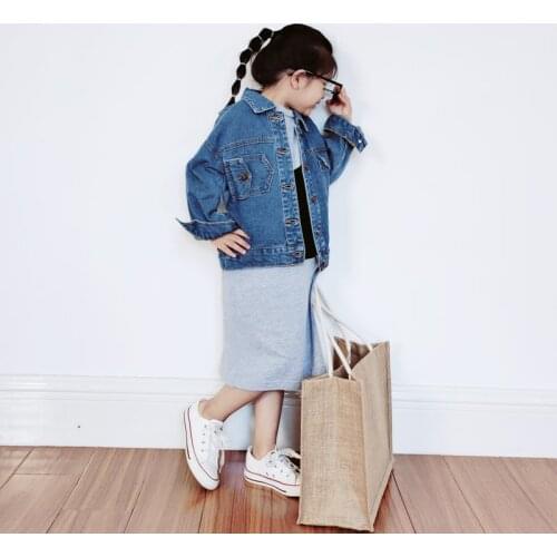 Family Matching Outfits Autumn New Mother Daughters Korean Casual Denim Jackets Mommy and Me Clothes Family Look Mom Girls Coat