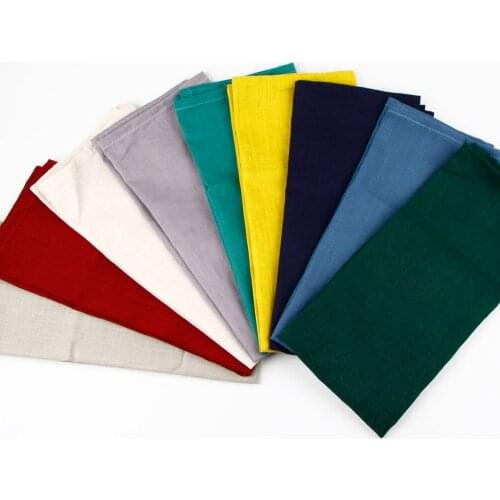 Solid Colours 40 x 60 cm slub linen cotton ClothNapkins heat insulation mat dining table children table Napkin fabric placemats