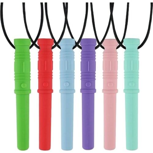6Pcs/set Teeth Pendant Chew Necklace Baby Teether Biting Sensory Toys for Children Kids Special Needs
