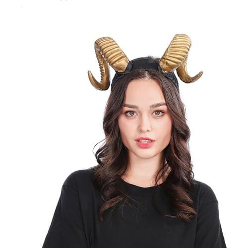 Sheep Horn Headband Women Men Adults Demon Evil Gothic Handmade Cosplay Decor Hair Clip Xmas Halloween Headwear Hairband Props