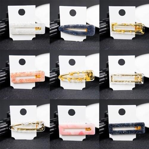 1PCS Women Girls Acrylic Hollow Waterdrop Rectangle Hair Clips Tin Foil Sequins Hairpins Barrettes Headbands Hair Accessories