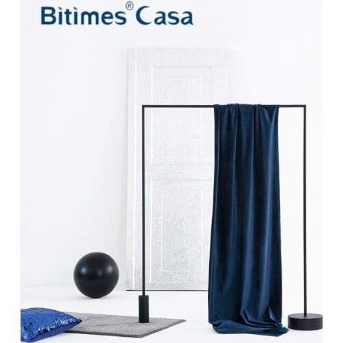 High Weight Luxury Velvet Blackout Windows Curtain Drape For Living Room Bedroom Blue Series Interior Home Decoration