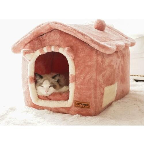 Free Shipping Removable Cat Bed House Kennel Pet Bed Cat Rug Cat House Dog Bed Sofa Warm Dog House Cushion Pet Product Cat Mat