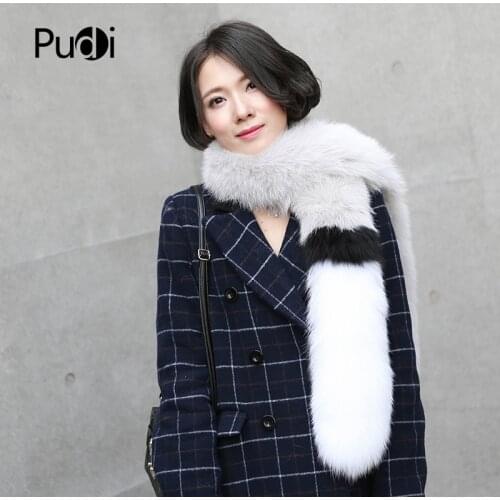 SCM040 Fox Fur Scarf Scarves Neck Warmer Wrap Cape Shawl Poncho Snood Color Blocking Trend Scarf