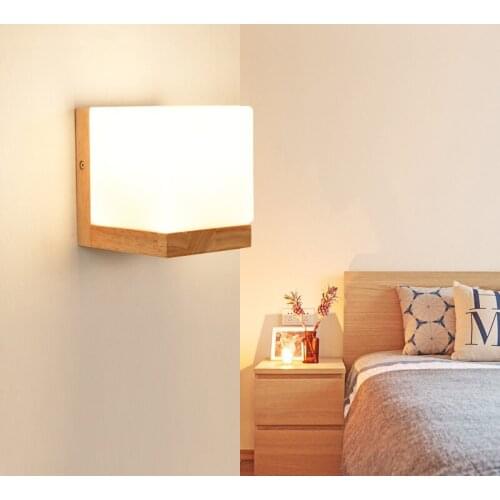 Modern Wood Wall Lights Bedroom Wall lamp Hallway Wandlamp Bed light nordic home lighting sconce vintage wall lamp
