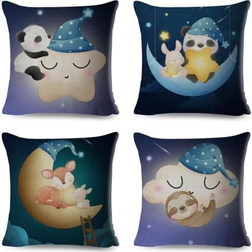Have A Good Dreams Cushion Cover Decor Cute Cartoon Animal Lion Panda Pillow Case Polyester Pillowcase for Children Room Sofa
