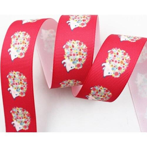 1" Single Face Printed Cute hedgehog patterns Grosgrain Ribbon 25mm 25 yards DIY bows crafts wedding decorative ribbons
