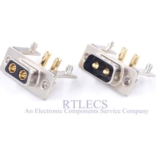 1 piece High Current 30 Amp D-Sub Hybrid Connector 2w2 Male Female 2 Power Panel Mount Right Angle PCB Board Lock Through Holes