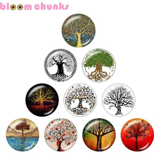 Tree 10pcs mixed 12mm/18mm/20mm/25mm Round photo glass cabochon demo flat back Making findings S1191