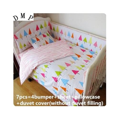 2017! 6/7PCS Baby Bedclothes For Baby Cribs And Cots For New Born Bed Very Cute Duvet Cover,120*60/120*70cm