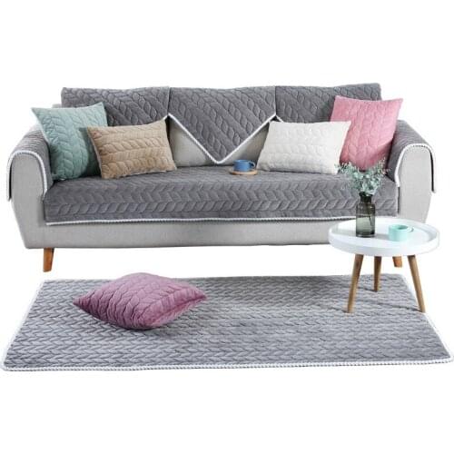 2019 new short plush sofa covers thicken Sofa Covers for Living Room Solid Sectional Sofa Cover Couch Cover Home Decor Fundas