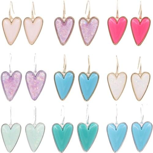 2021 New Multicolor Irregular Heart One Side 3D Love Resin Drop Earrings for Women