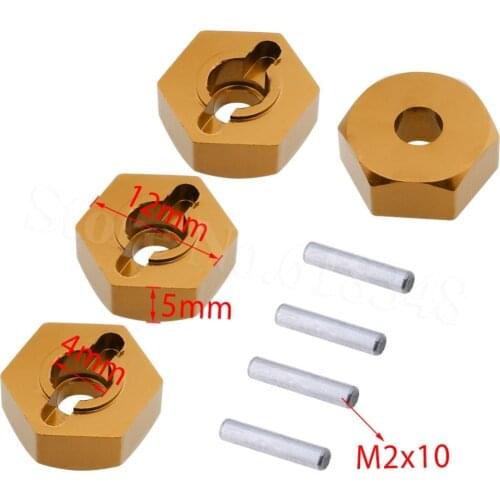 4pcs/lot Aluminum Wheel Hex 12MM & Pins 2x10 mm For 1/10 RC Model Cars Baja Accessories Upgrade Parts Himoto HSP 102042