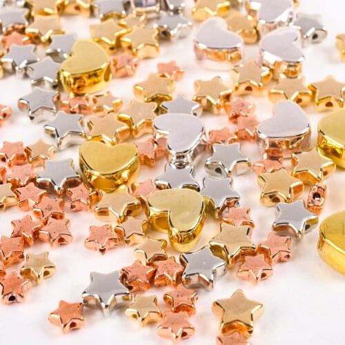 50-200Pcs/Lot CCB Star Heart Shape Loose Spacer Beads For Jewelry Making Supplies Pentagram Heart-shaped Charms Diy Accessories