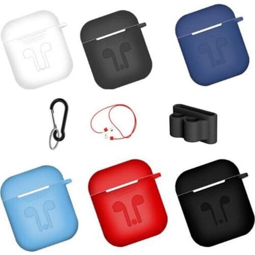 600set/lot 5IN1 Silicone Protective Case Cover Key Chain Pouch Skin for Apple Airpods Earphones Anti-lost