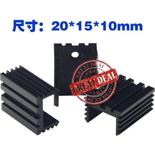 Free Shipping Wholesale 100PCS Aluminum to220 heatsink 20*15*10mm 7805 heatsink U shape radiator cooling fan Black