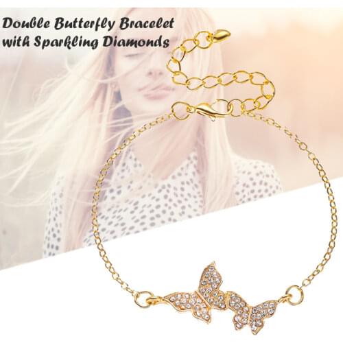 Butterfly Bracelet Full Diamonds Gold Color Chain Fashion Bracelet Gifts For Woman TT@88