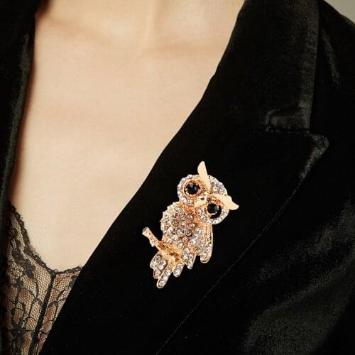 Imitation Rhinestone Blue Brooch Owl Brooch Zinc Alloy Coat Dress Accessories Owl Badge Creative Birthday Gift