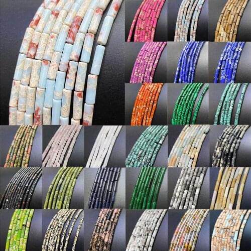 31 Kinds Natural Purple Imperial Jaspers Howlit Blue Sandstone Beads Cylindrical Shape Tube Bead For Making Beadwork DIY Jewelry