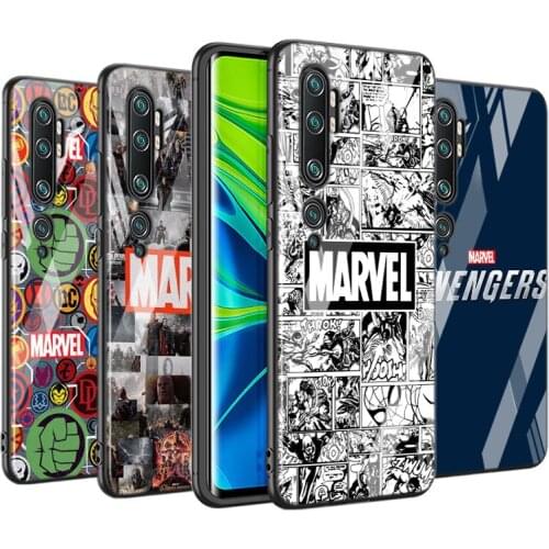 Tempered Glass Cover Marvel Logo Avengers For Xiaomi Mi 11 11i 10T CC9E 9T Note 10 Ultra Pro Lite 5G Phone Case
