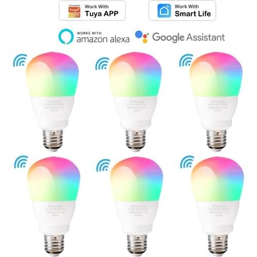 1-5pcs E27 E26 WiFi Smart LED Bulb 9W RGB Dimming Bulb Light Timer for Tuya Smart Life APP Compatible with Alexa Google Home
