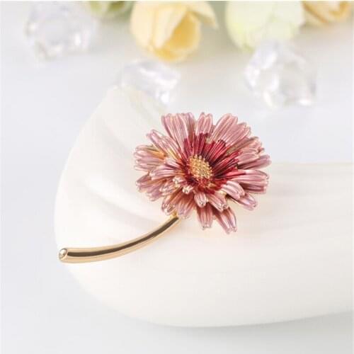 DoreenBeads Fashion Daisy Flower Pin Brooches Series For Women Accessories Gold Color Colorful Enameled 53mm x 33mm, 1 Piece