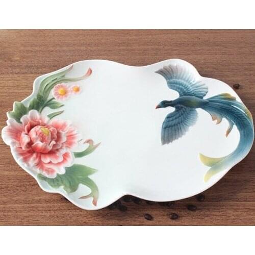 Enamel colored coffee set exhibition tray tray hanging plate cake cake fruit plate family art gift box