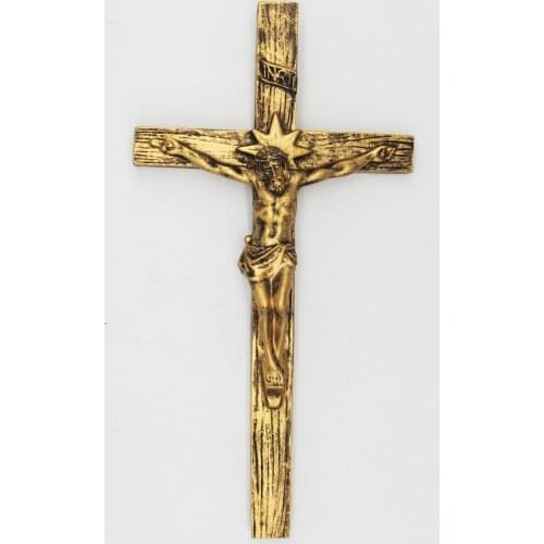 Hankroi 9 Inch Resin Jesus Christ on INRI Cross Wall Crucifix Antique Finish Gold Silve Home Chapel Decoration Free shipment