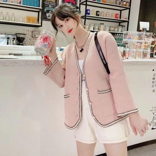 Womens Cardigan Spring Autumn Single Breasted Solid Korea Style Pockets Ladies Sweaters Casual Long Sleeve V Neck for Female