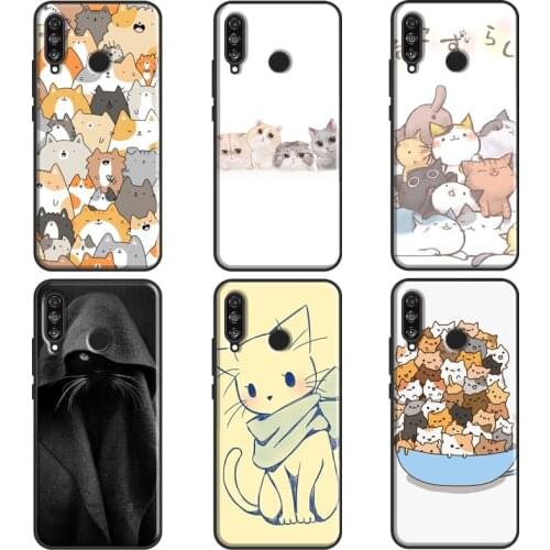 Kawaii Neko Cat For Huawei P20 Lite P10 P40 P30 Pro Case For Huawei P Smart 2019 Z Mate 20 10 Lite Funda