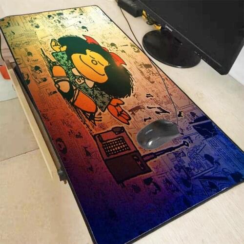 XGZ Cartoon Mafalda Large Gaming Mouse Pad Natural Rubber PC Computer Gamer Mousepad Desk Mat Locking Edge for CS GO LOL Dota