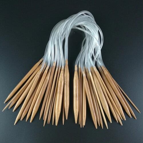 Hot 18pcs 18 Sizes Circular Carbonized Bamboo Knitting Needles Professional Weaving Needle Knit Set Costura Sewing Accessories