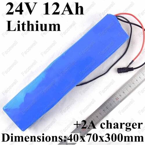 GTK 24v 12ah lithium ion battery electric bike batteries pack 24 v 12ah for 350w elecritc wheelchair motor e-bike + 2A charger