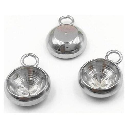 Stainless Steel 8mm Point Back Rhinestone CZ Cabohcon Base Stamping Pendant Blanks Findings DIY Earrings Supplies Jewelry Making