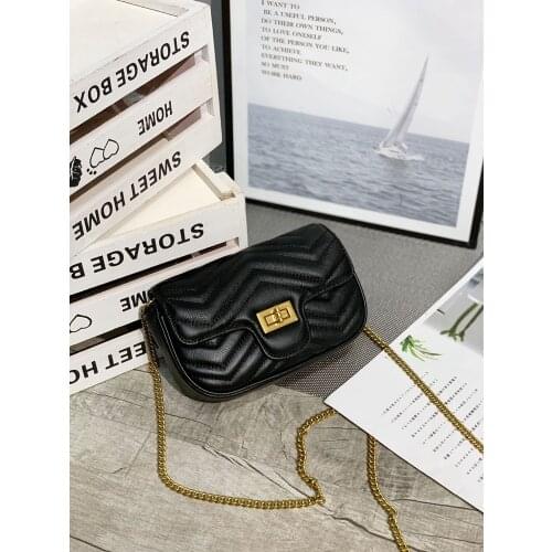 2021 New Fashion High Quality Leather Ladies Shoulder Bag Casual Lingge Womens Messenger Bag Wild Small Chain Bag Light Weight