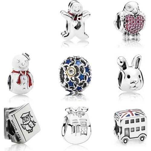 NEW 925 Sterling Silver Beads The bus Fish Charms With Enamel And CZ Fit Original Bracelet DIY bracelet factory Wholesale