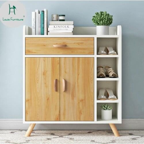 Louis Fashion Nordic Shoe Cabinet Simple Modern Entrance Hall Doorway Solid Wood Leg Living Room Balcony Locker