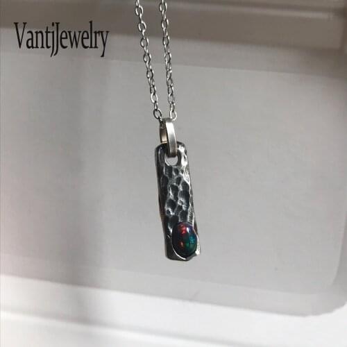 Natural Black Opal Pendant Necklace Gemstone for Women Man Wedding Birthday Party Jewelry Gift