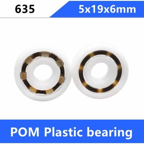 50pcs/lot 635 5mm POM Plastic bearings with Glass balls 5x19x6 mm nylon bearing 5*19*6