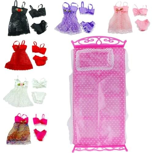 Plastics Bed Sleeping Toy / Pajamas Dress Bedroom Furniture Accessories For Barbie Doll 11.5" 12" Kid Play House