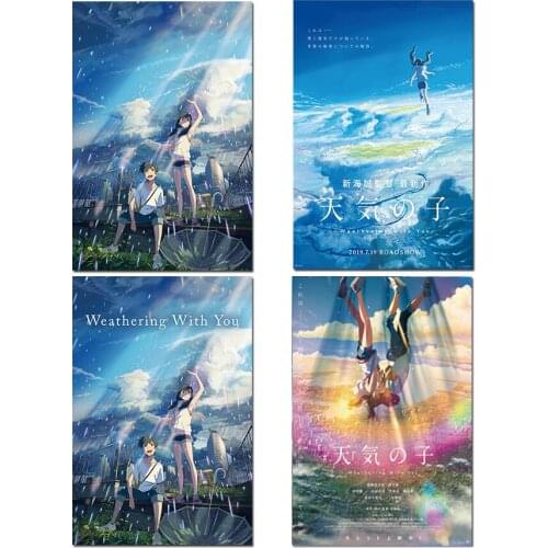 Manga Film Poster Anime Weather Child Movie Prints Weathering With You Wall Art Picture Cartoon Love Silk Painting 50x70 60x80cm