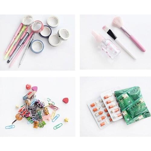 Clear Storage Box Stationery Organizer Cosmetics Tape Art Supplies Case Holder