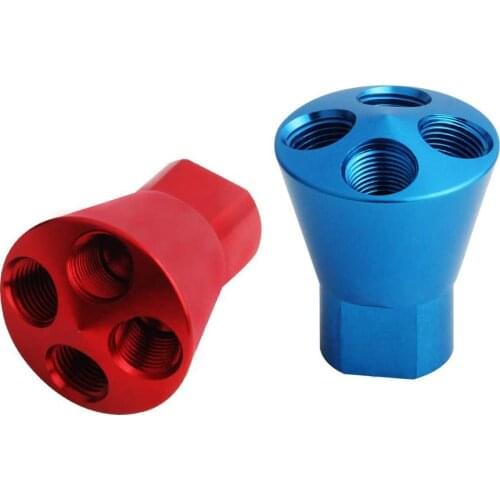 Nitrous Showerhead Distribution Block 4 Port 1/8 NPT Outlet,Sold in Sets of Couple (Red for Fuel and Blue for N2O)
