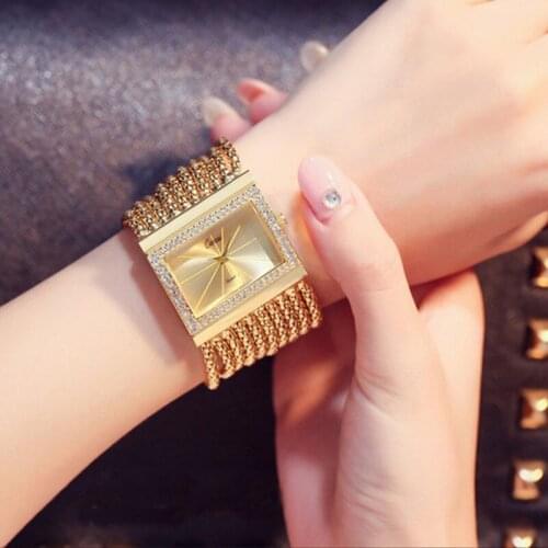 Luxury Women Watches! Austrian Crystal Rhinestone Watches Waterproof Fashion Women Square Dress Watch Bracelet Watch