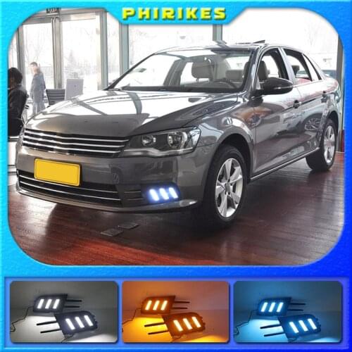 PCs/set 12v LED DRL Daylight For Volkswagen Bora 2013-2015 Daytime Running Lights Car LED Fog Lamp covers Car styling