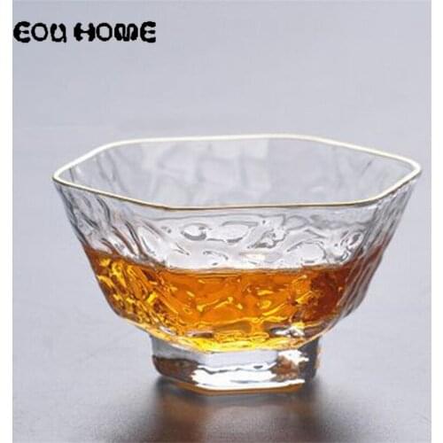 4 Pcs/Lot High Borosilicate Japanese Hammer Pattern Heat-resistant Cups Kung Fu Tea Set Tea Cup Milk Mug Coffee Liquor Drinkware