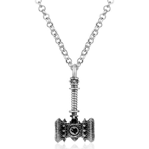 Dongsheng Viking Thors Hammer solid Pendant Necklace Stainless Steel Vintage Mjolnirs Norse Mythology Cool Men Jewelry