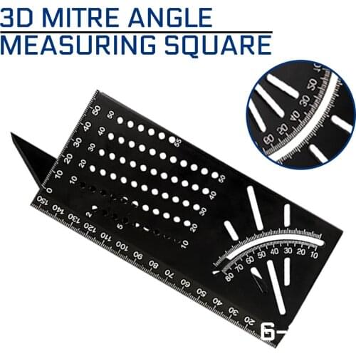 3D Mitre Angle 45 90 Degree Angle Ruler Measuring Square Aluminum Alloy Punctuation Marking Gauge Framing Protractor Woodworking