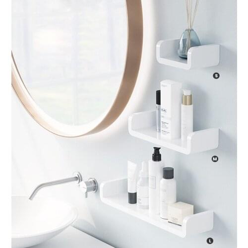 Bathroom Shelf Storage Organizer White Wall Shelves Waterproof Plastic Storage Shelf Rack Accessories for Bathroom Organizer