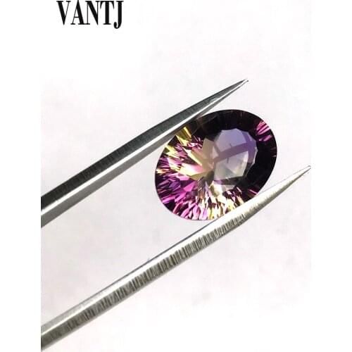 VANTJ Natural Ametrine Loose Gemstone Oval Concave Cut for Silver Gold Mounting DIY Decoration Fine Jewelry